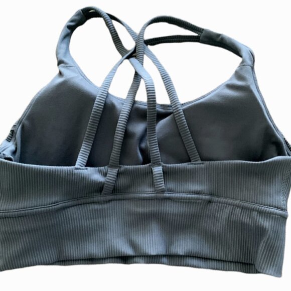Ouber Padded Ribbed Sports Bra Criss-cross Back Strap XL Gray #56H - Picture 2 of 7